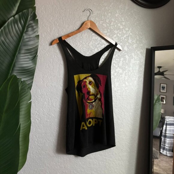 Obey | Grey Adopt Dog Racerback Graphic Tank | Size Medium - Picture 1 of 3